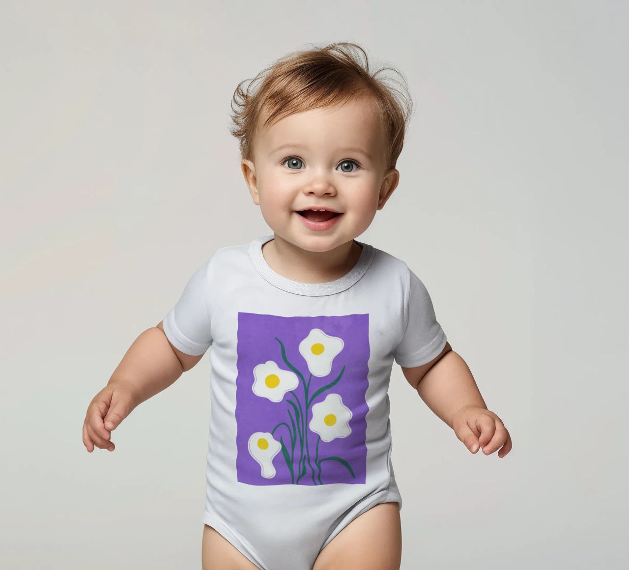 Spiegeleier Blumen Kurzarm Babybody von Illustration Raissa Oltmanns