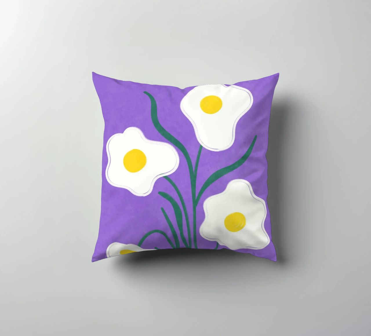 Spiegeleier Blumen Kissen von Illustration Raissa Oltmanns