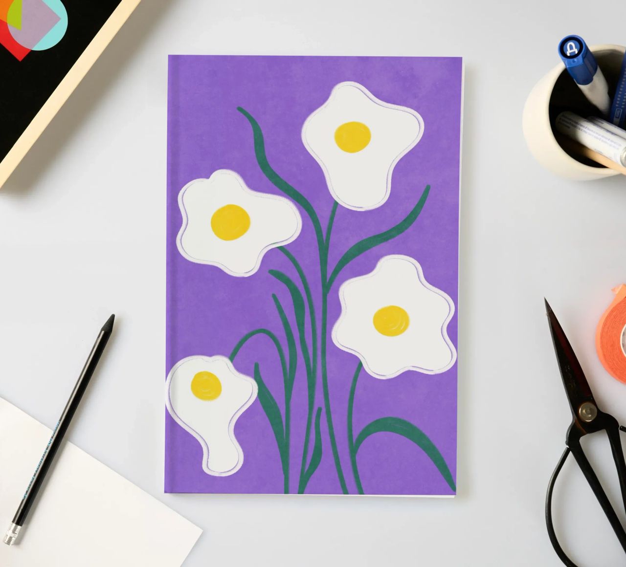 Spiegeleier Blumen Notizbuch von Illustration Raissa Oltmanns