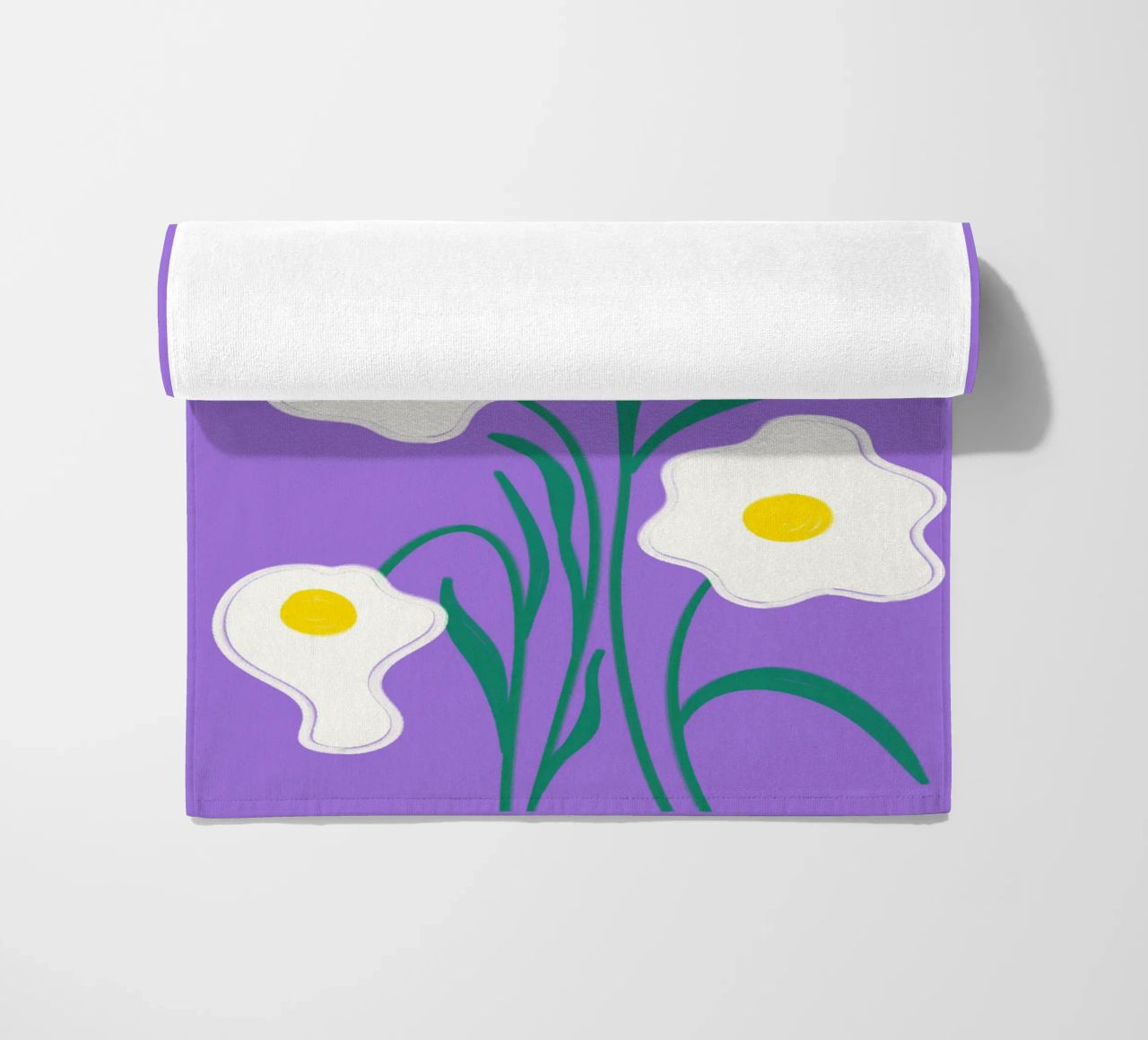 Spiegeleier Blumen Strandtuch von Illustration Raissa Oltmanns