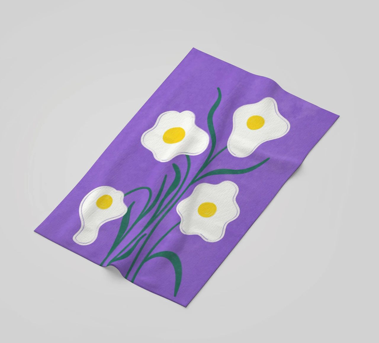 Spiegeleier Blumen Strandtuch von Illustration Raissa Oltmanns