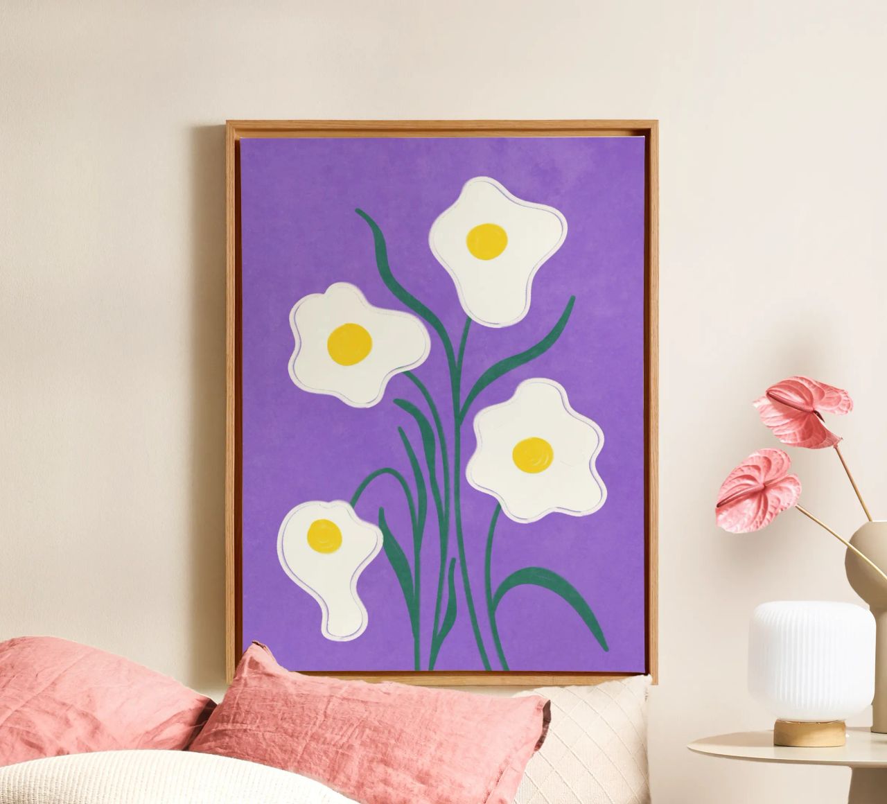 Spiegeleier Blumen Leinwand von Illustration Raissa Oltmanns