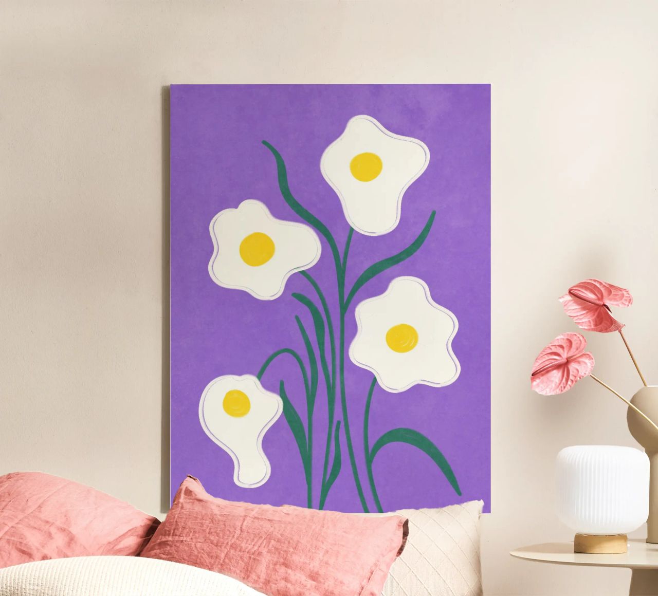 Spiegeleier Blumen Leinwand von Illustration Raissa Oltmanns