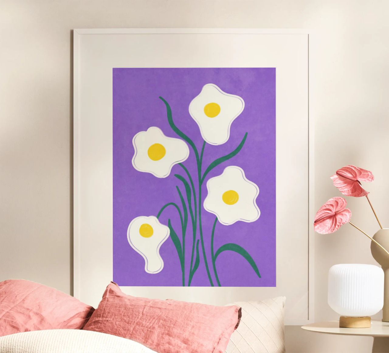 Spiegeleier Blumen Poster von Illustration Raissa Oltmanns