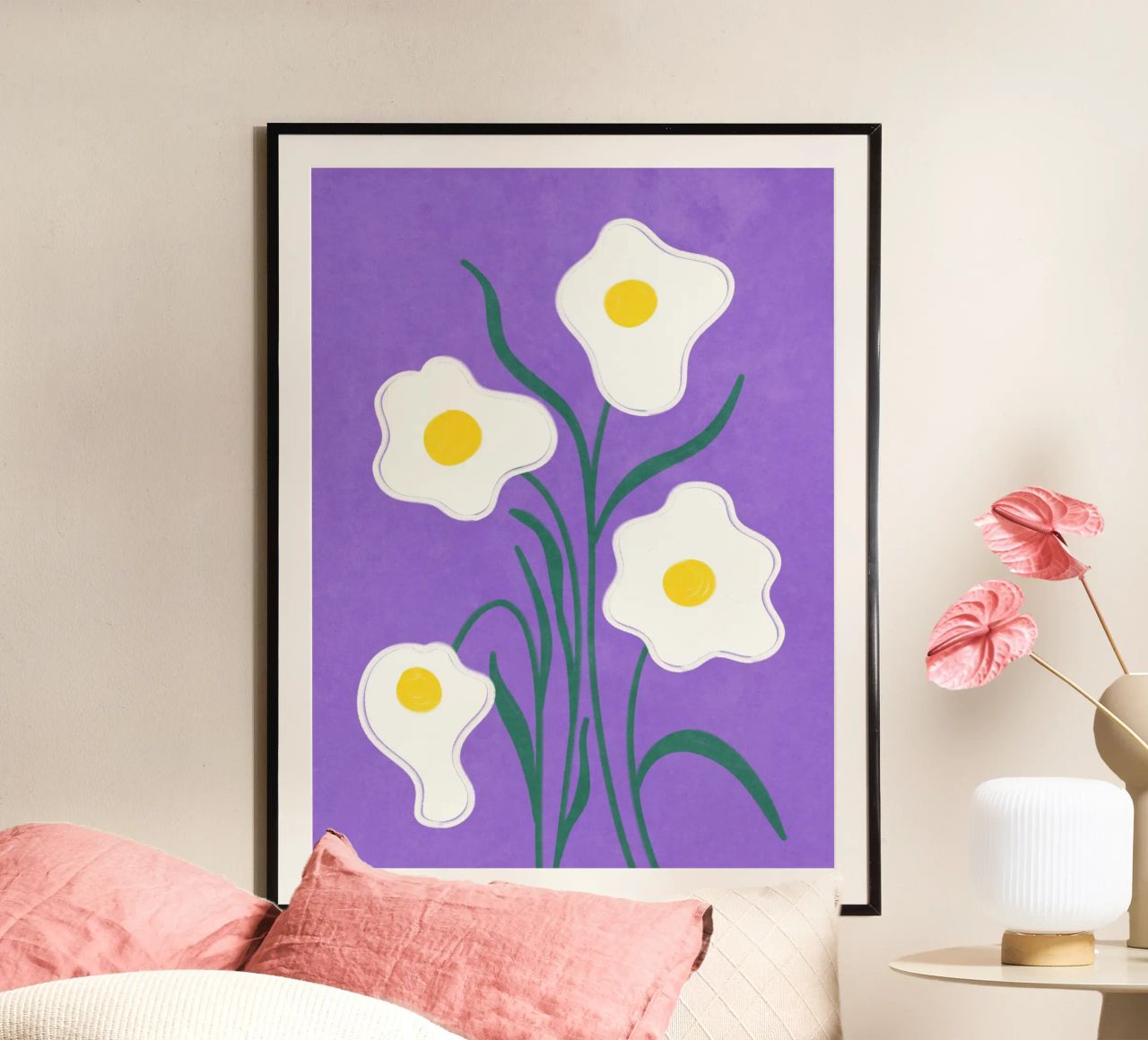 Spiegeleier Blumen Poster von Illustration Raissa Oltmanns