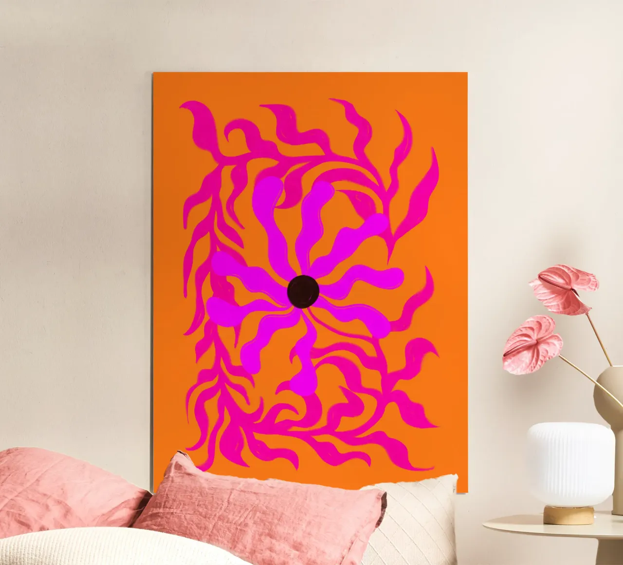 Abstract purple Flower poster con telaio in plastica da Illustration Raissa Oltmanns