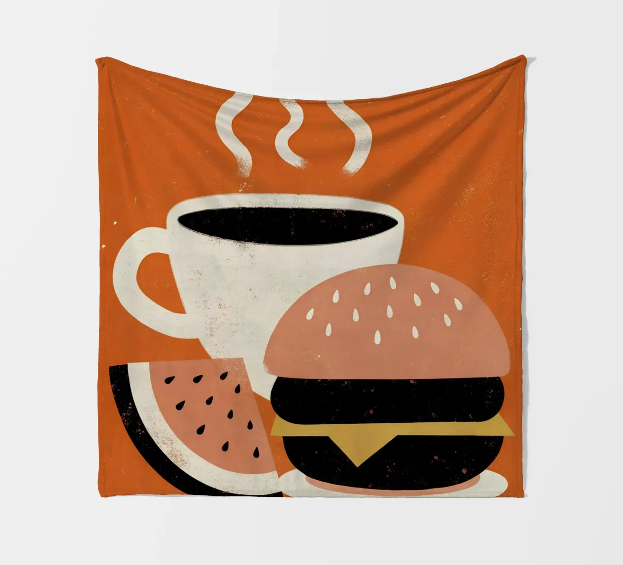 Burger e caffè Retro Pop coperta in pile da THE LATEST SHOP
