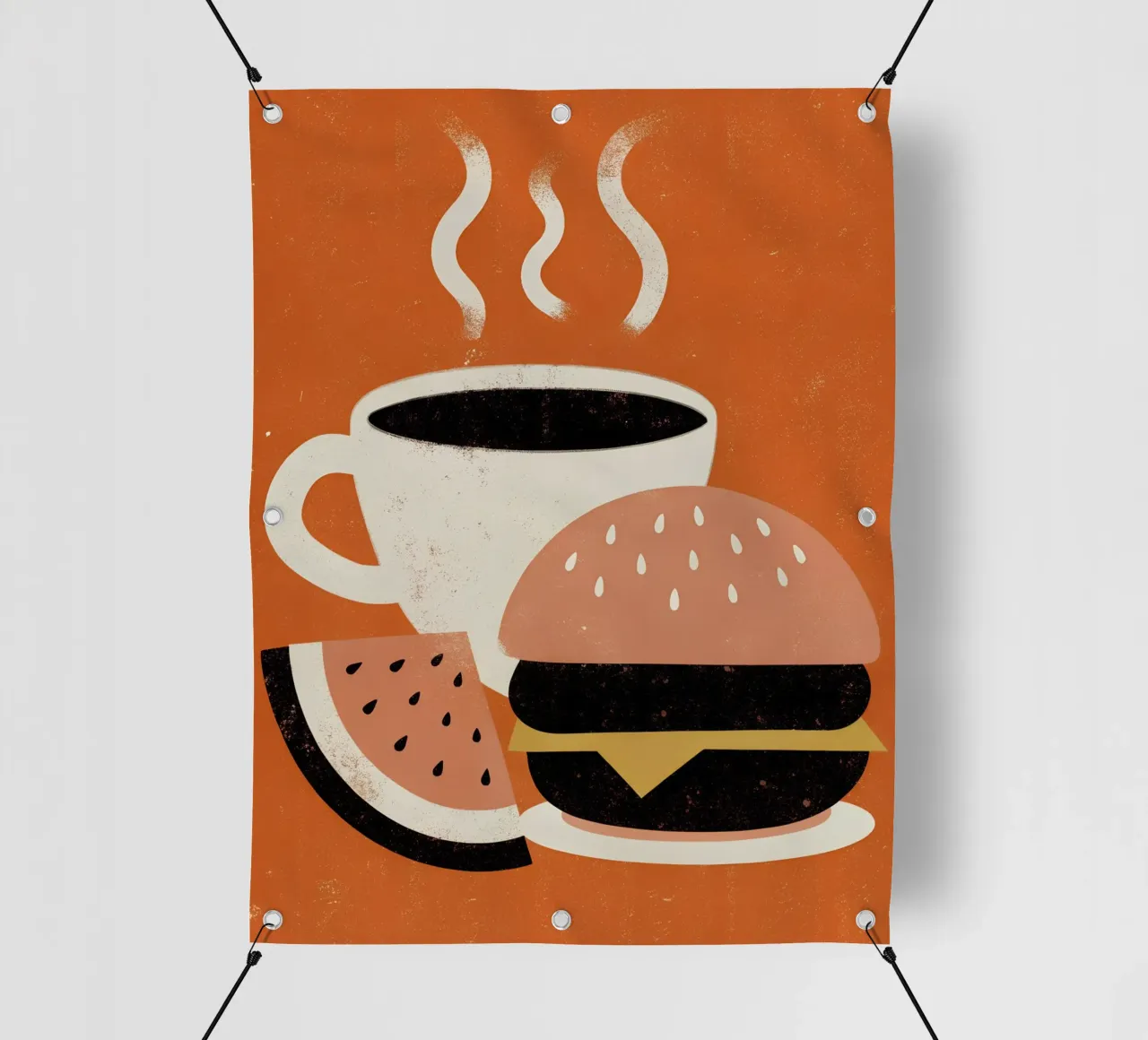 Burger e caffè Retro Pop telo in pvc da THE LATEST SHOP