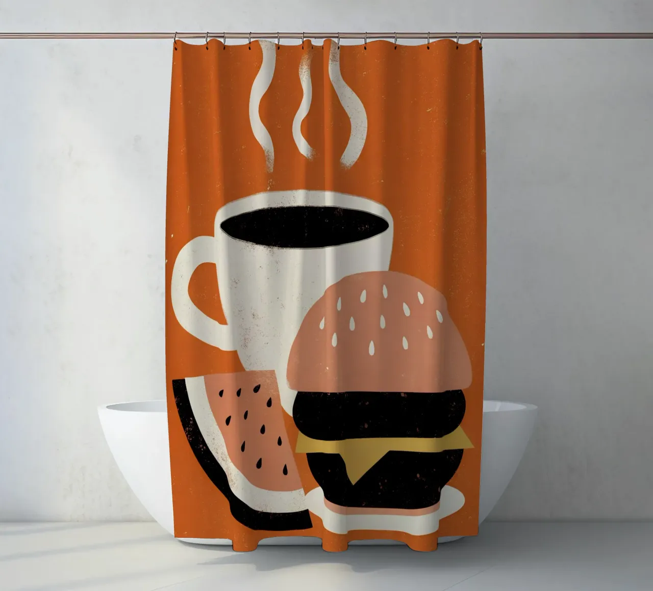 Burger e caffè Retro Pop tenda da doccia da THE LATEST SHOP
