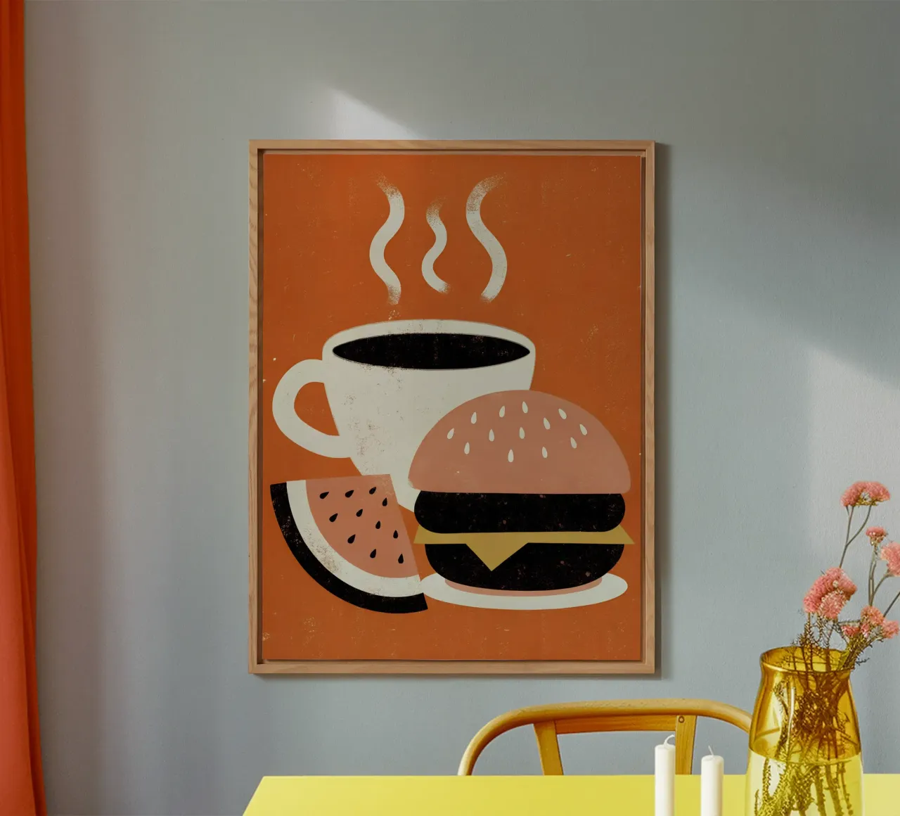 Burger e caffè Retro Pop alluminio dibond da THE LATEST SHOP
