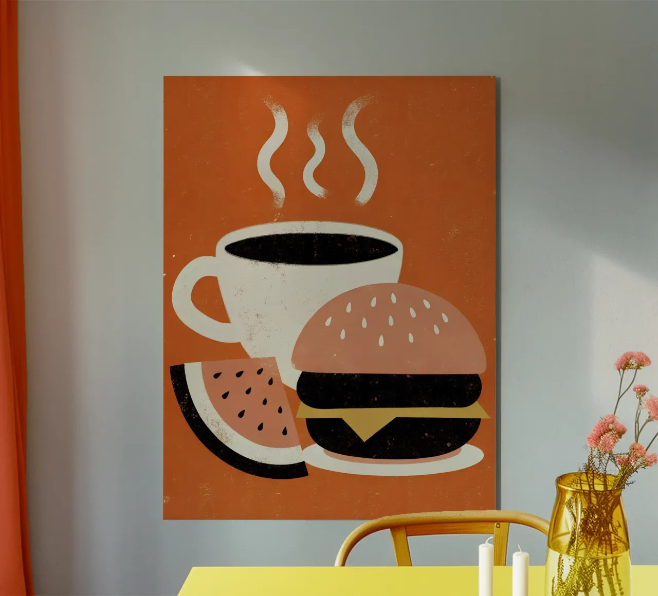 Burger e caffè Retro Pop alluminio dibond da THE LATEST SHOP