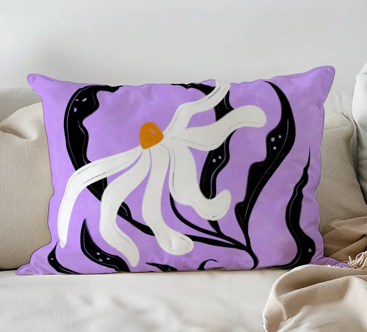 Abstract white Flower cuscino da Illustration Raissa Oltmanns