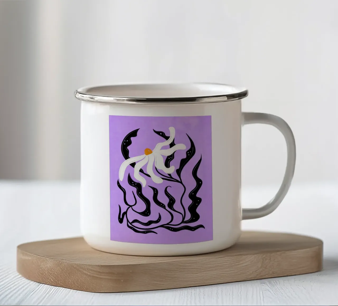 Abstract white Flower tazza in smalto da Illustration Raissa Oltmanns