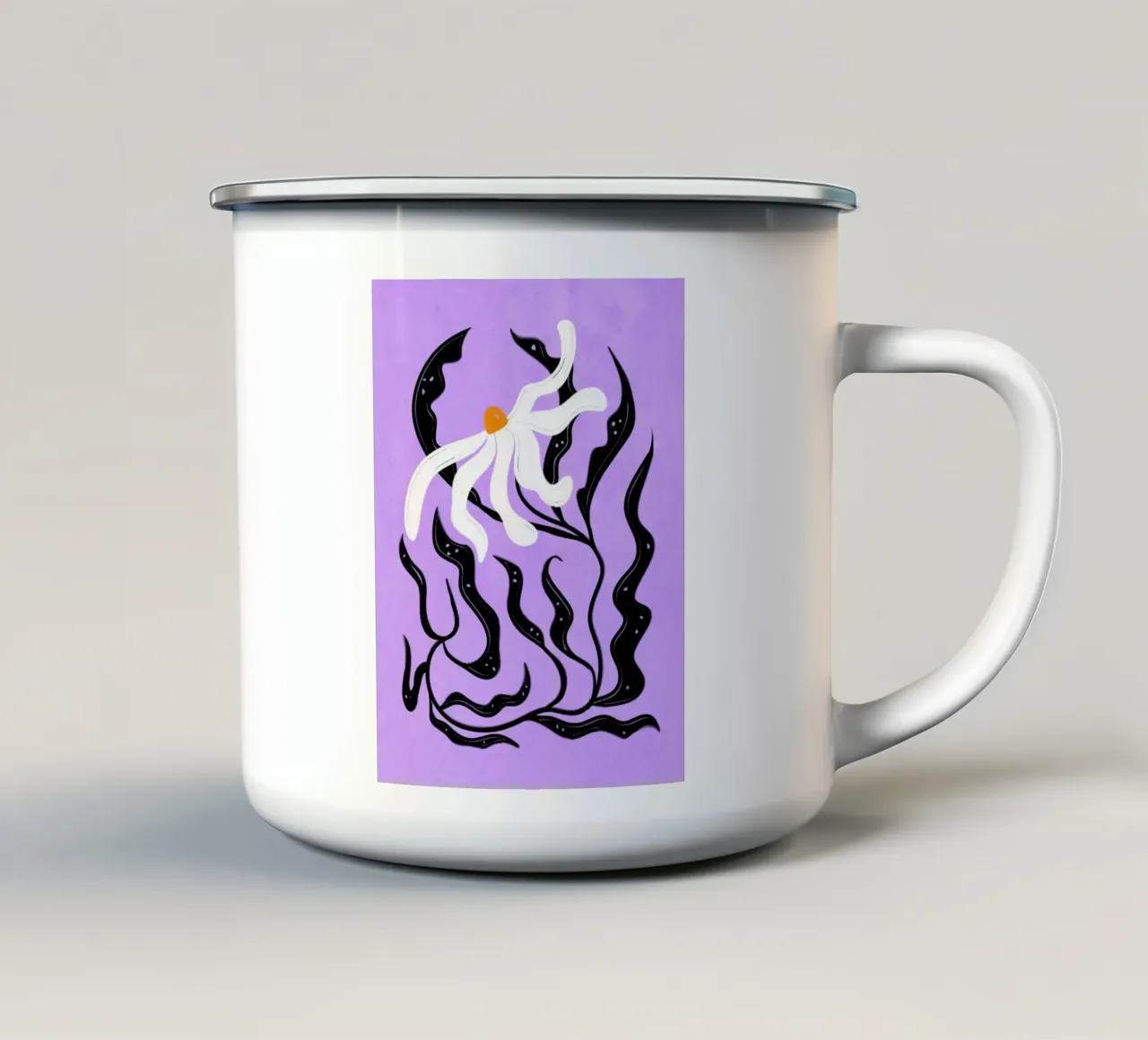 Abstract white Flower tazza in smalto da Illustration Raissa Oltmanns