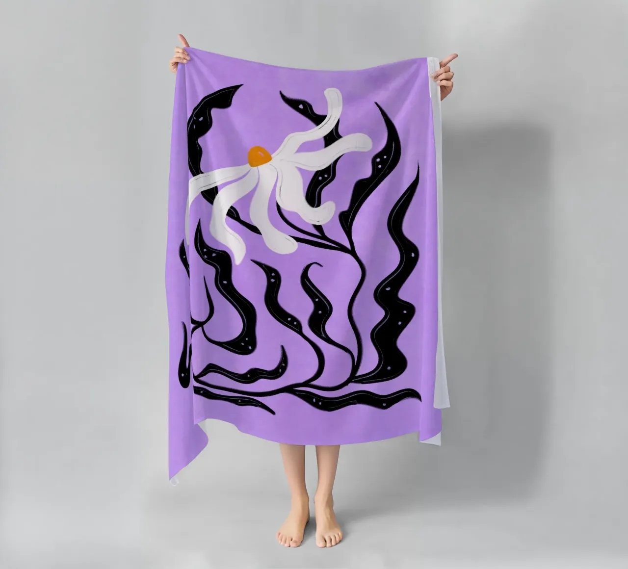 Abstract white Flower telo mare da Illustration Raissa Oltmanns