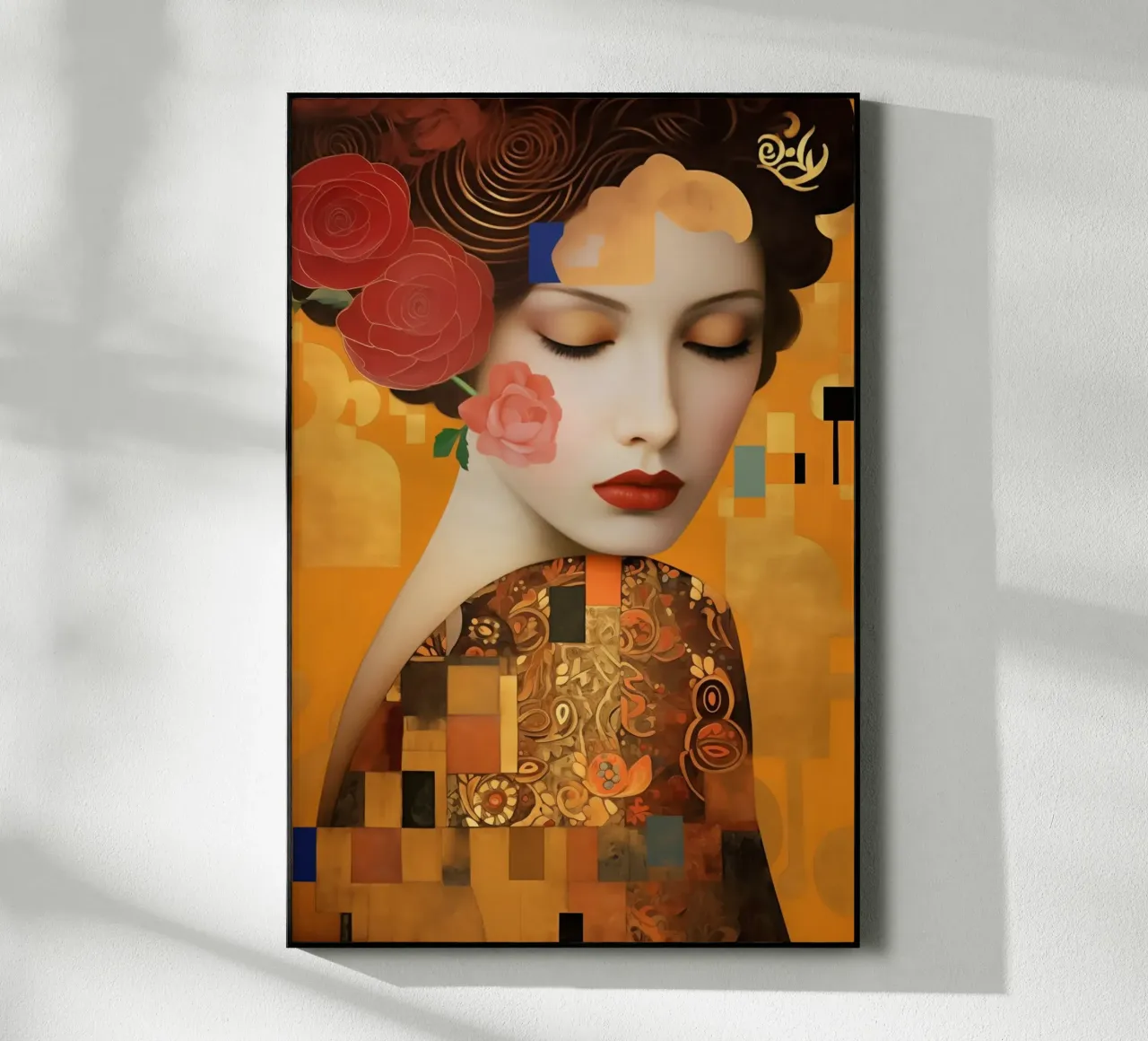 Donna digitale di Klimt con oro di ispirazione Art Nouveau plexiglass da Autofocus