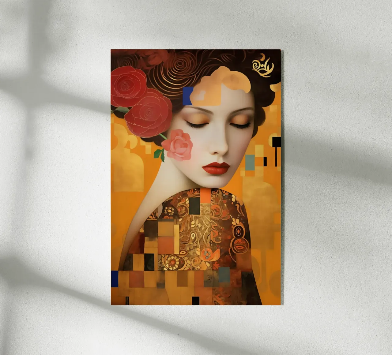Donna digitale di Klimt con oro di ispirazione Art Nouveau plexiglass da Autofocus
