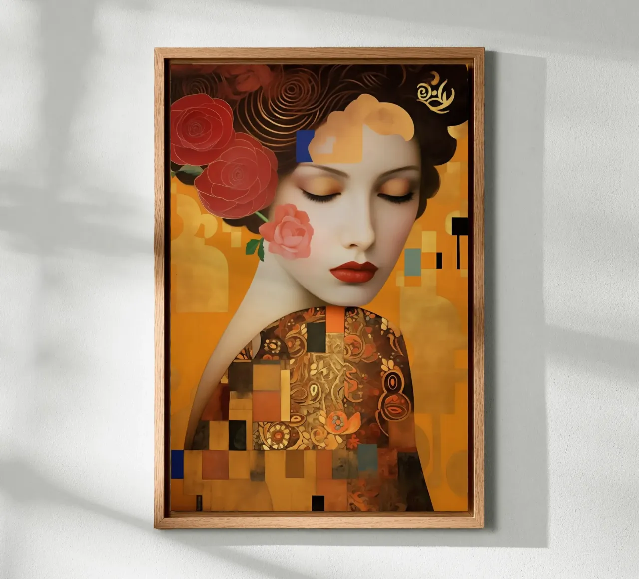 Donna digitale di Klimt con oro di ispirazione Art Nouveau alluminio dibond da Autofocus