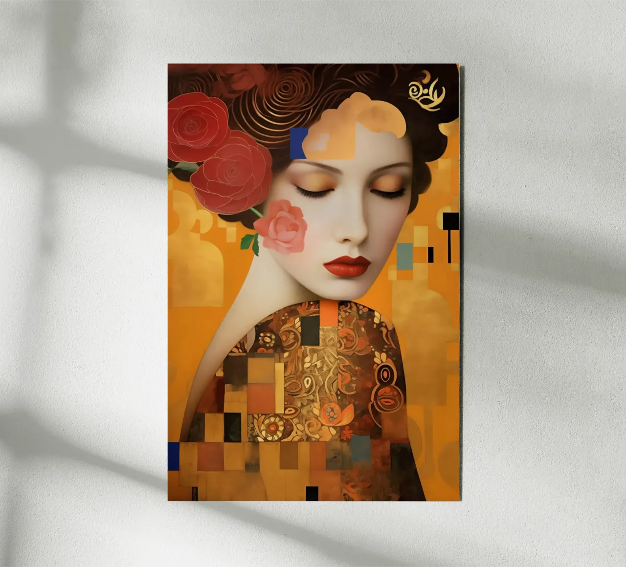 Donna digitale di Klimt con oro di ispirazione Art Nouveau alluminio dibond da Autofocus