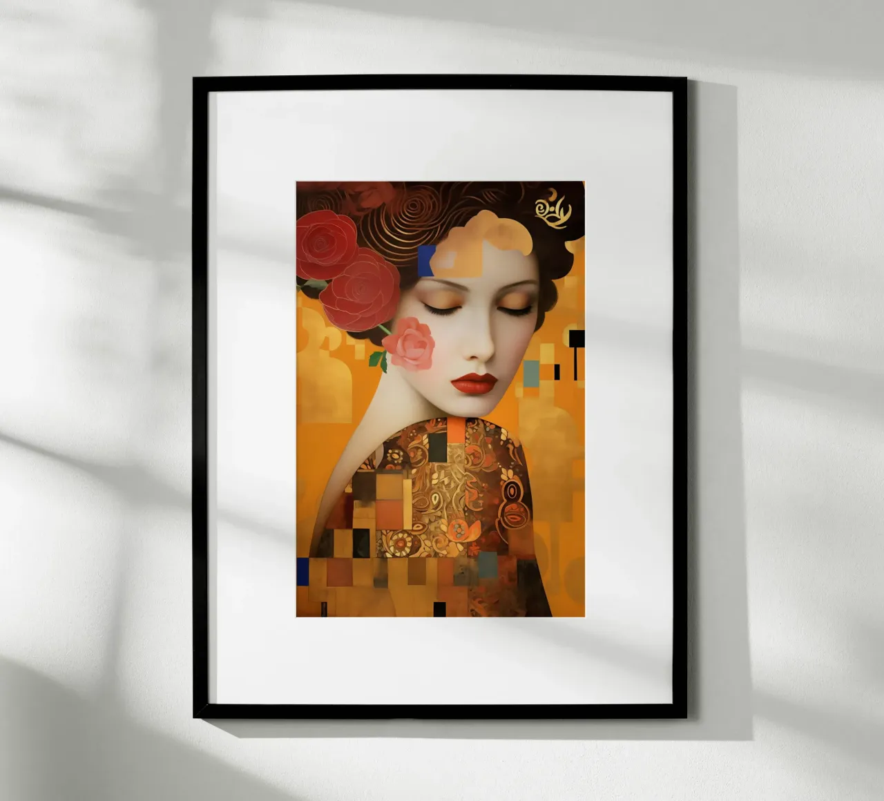 Donna digitale di Klimt con oro di ispirazione Art Nouveau poster da Autofocus