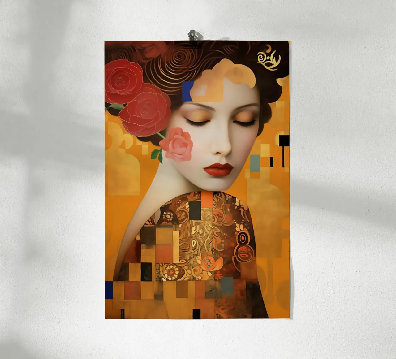 Donna digitale di Klimt con oro di ispirazione Art Nouveau poster da Autofocus