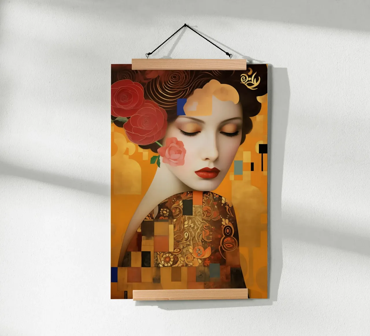 Donna digitale di Klimt con oro di ispirazione Art Nouveau poster da Autofocus