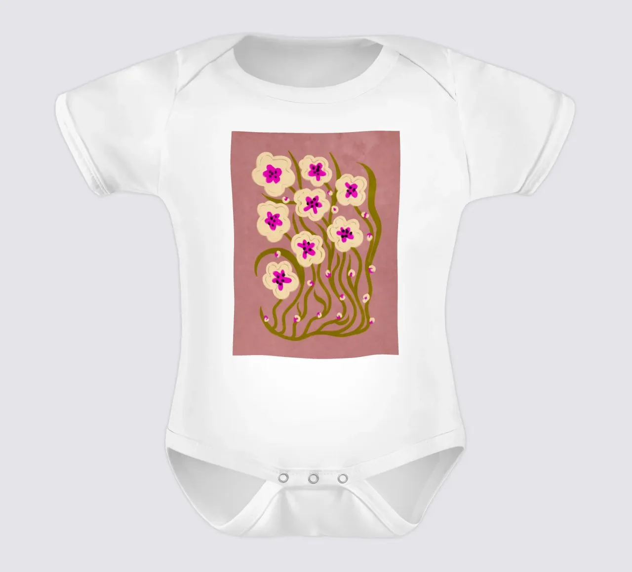 Abstract Flowers in vintage style body neonato maniche corte da Illustration Raissa Oltmanns