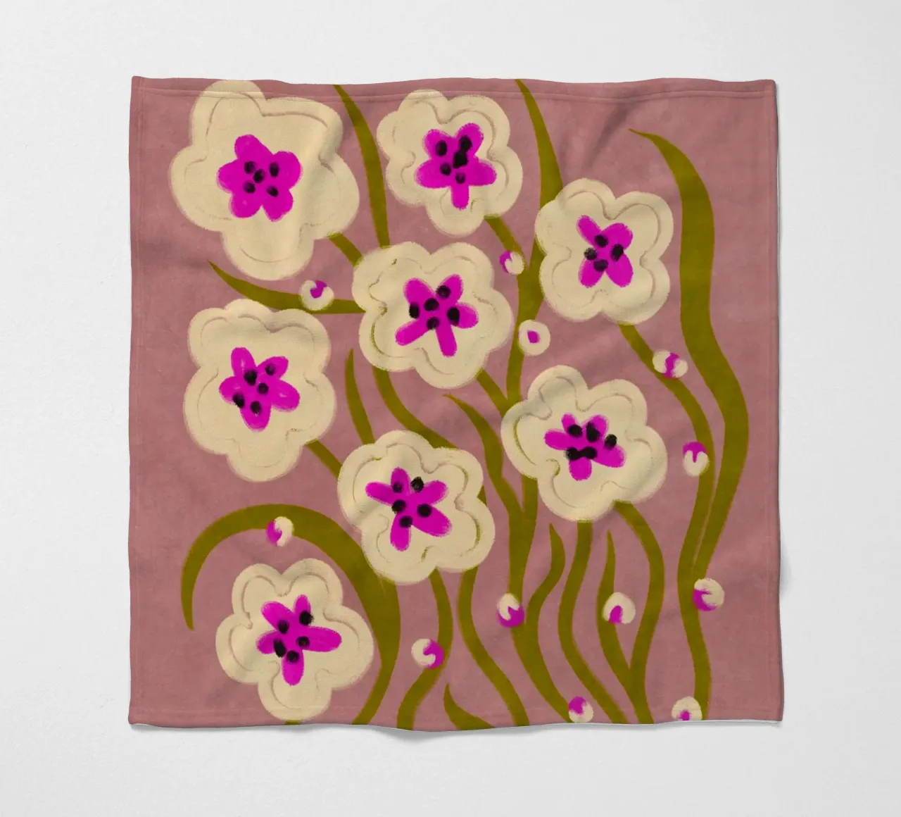 Abstract Flowers in vintage style coperta in pile da Illustration Raissa Oltmanns