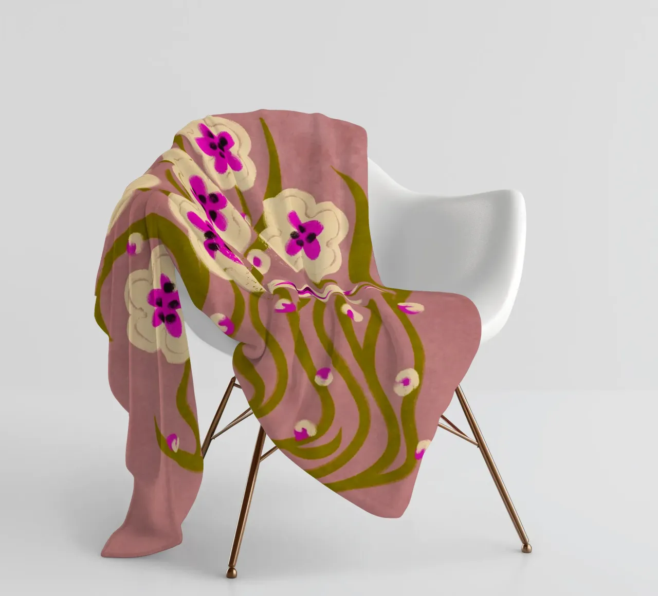 Abstract Flowers in vintage style coperta in pile da Illustration Raissa Oltmanns