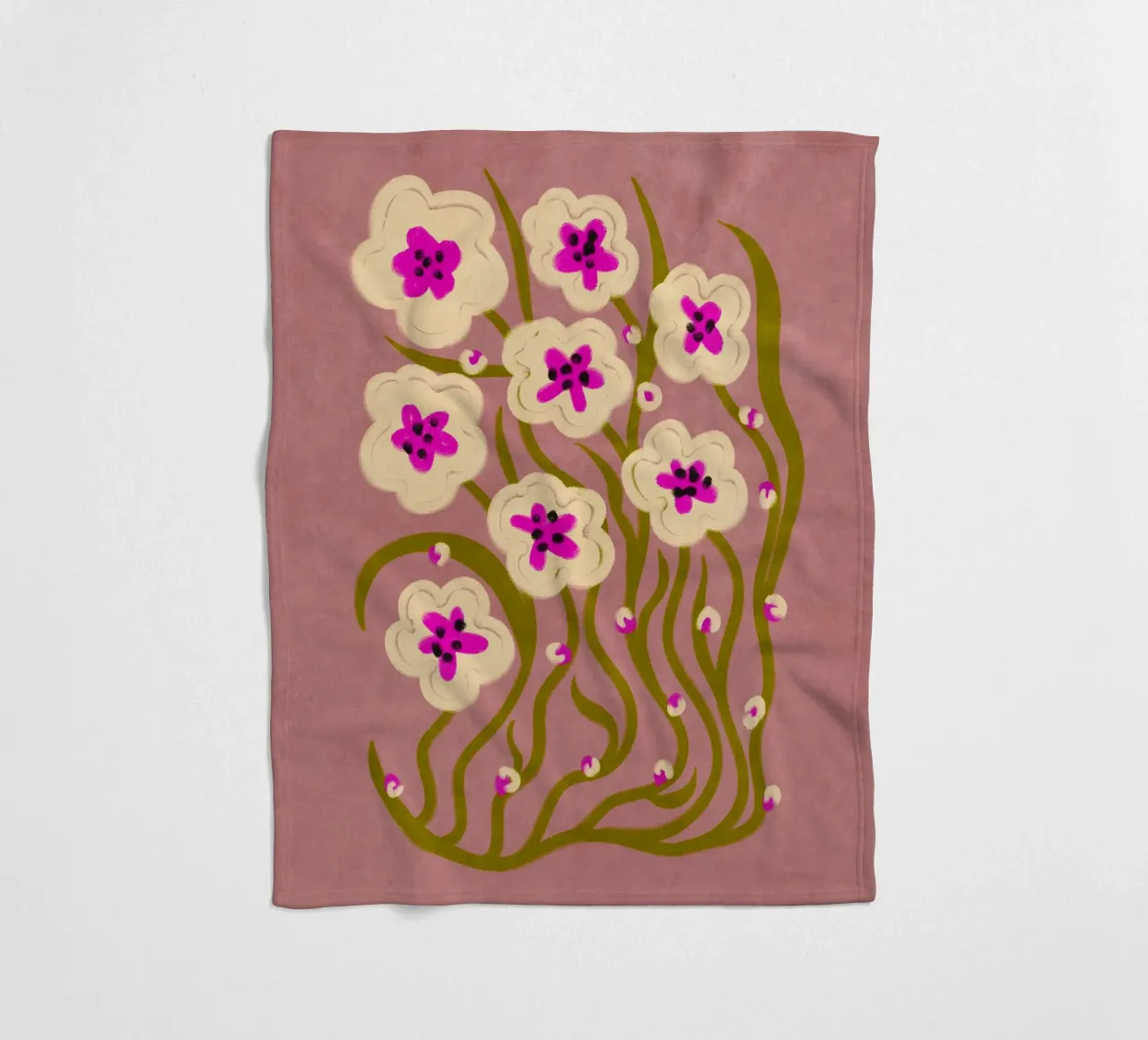Abstract Flowers in vintage style coperta in pile da Illustration Raissa Oltmanns