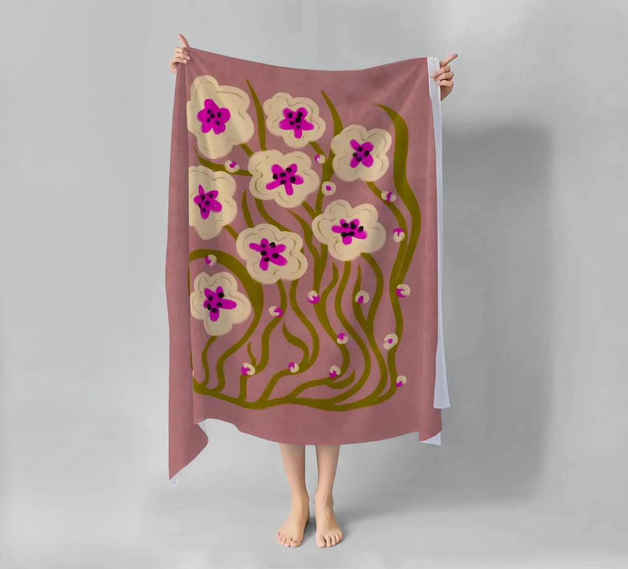Abstract Flowers in vintage style telo mare da Illustration Raissa Oltmanns