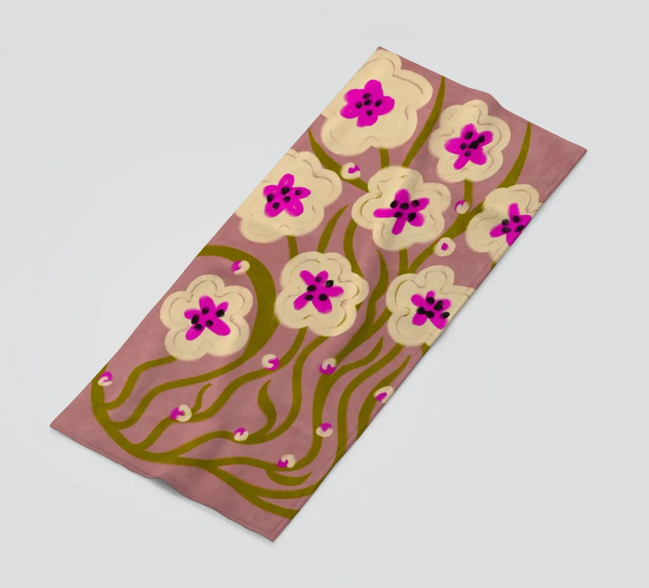 Abstract Flowers in vintage style telo mare da Illustration Raissa Oltmanns