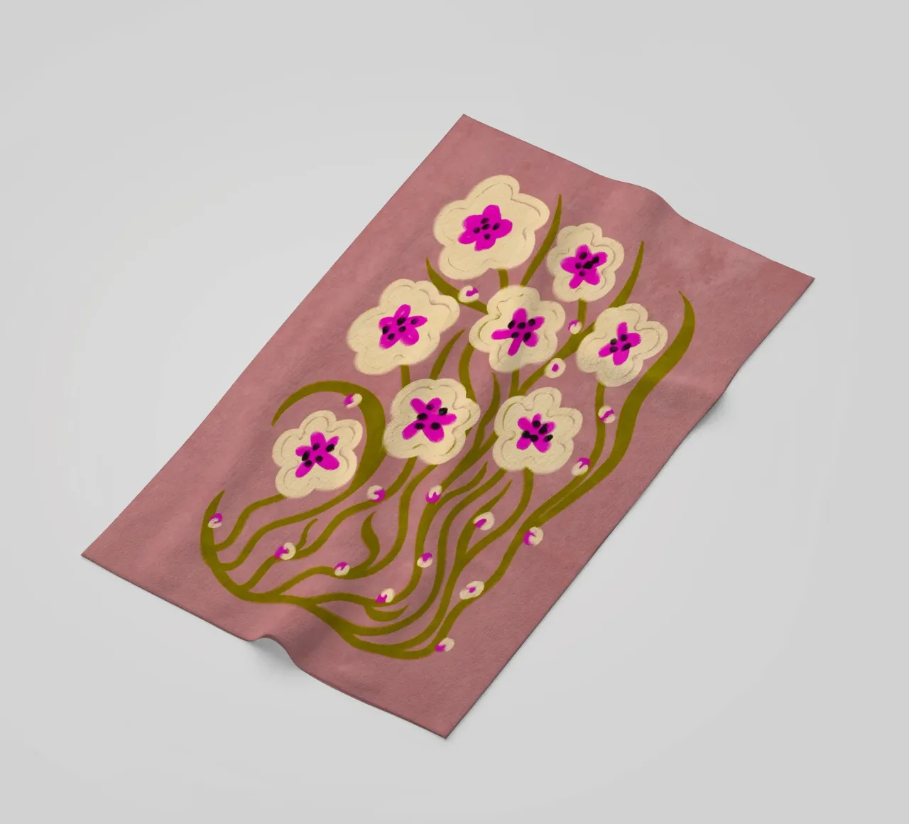 Abstract Flowers in vintage style telo mare da Illustration Raissa Oltmanns