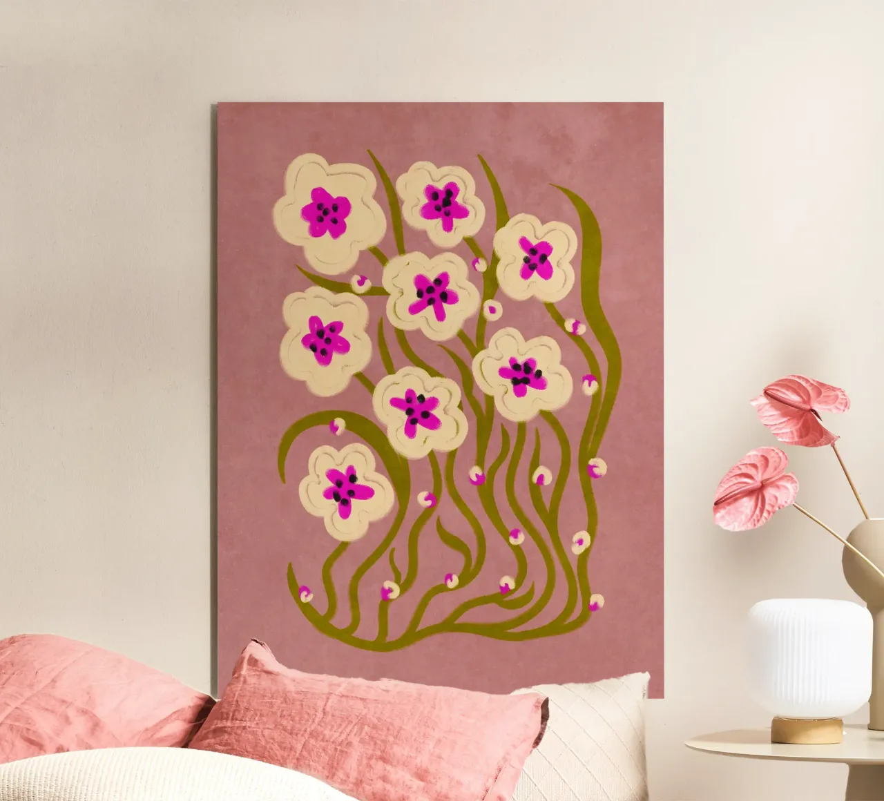 Abstract Flowers in vintage style alluminio dibond da Illustration Raissa Oltmanns
