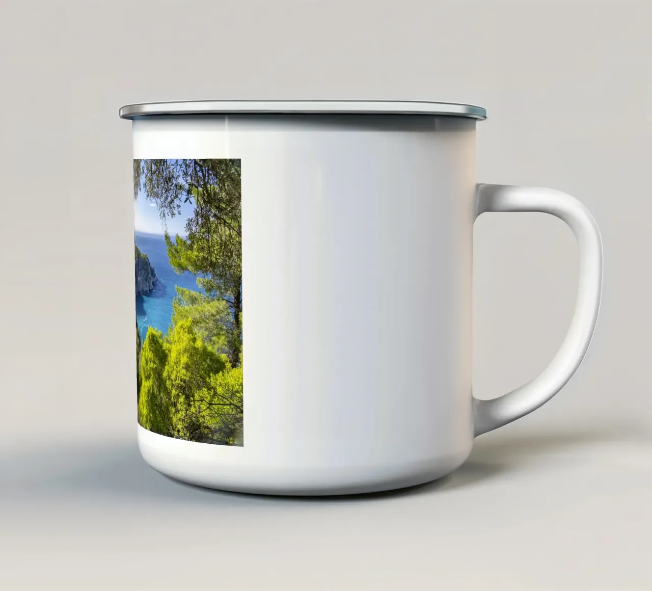 Paesaggio costiero da sogno in Grecia tazza in smalto da Reisefotografie - Bilder aus aller Welt