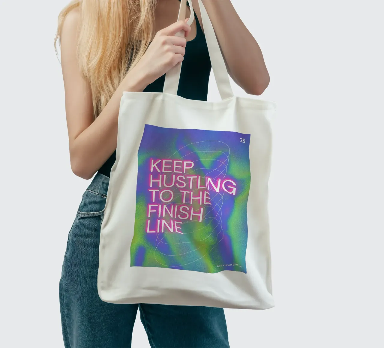 KEEP HUSTLING borsa in juta da Einfach Uebel