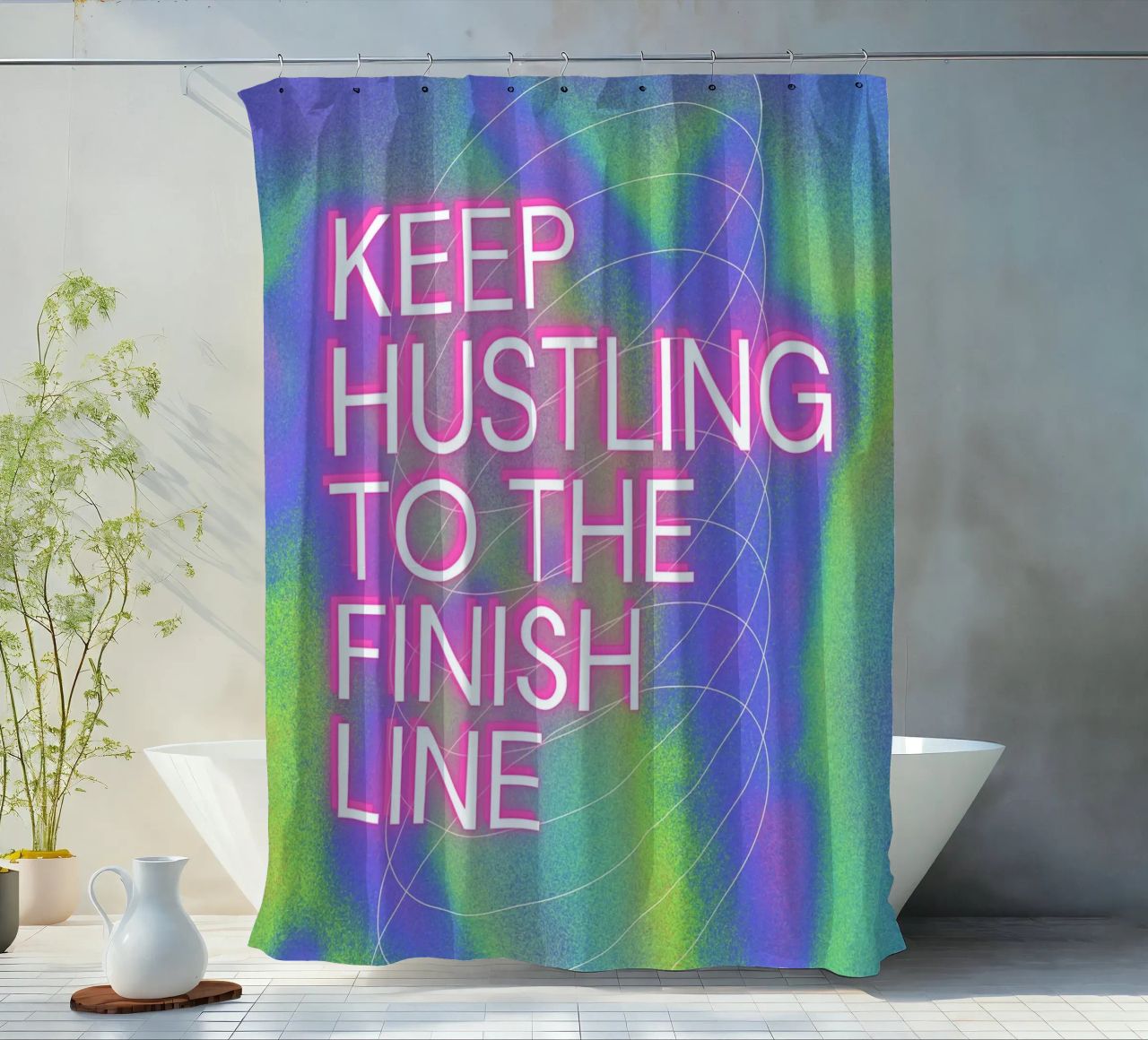 KEEP HUSTLING Duschvorhang von Einfach Uebel