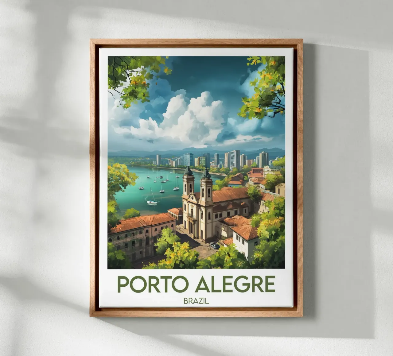 Affiche Porto Alegre tela con Cornice a cassetta da Frame the World
