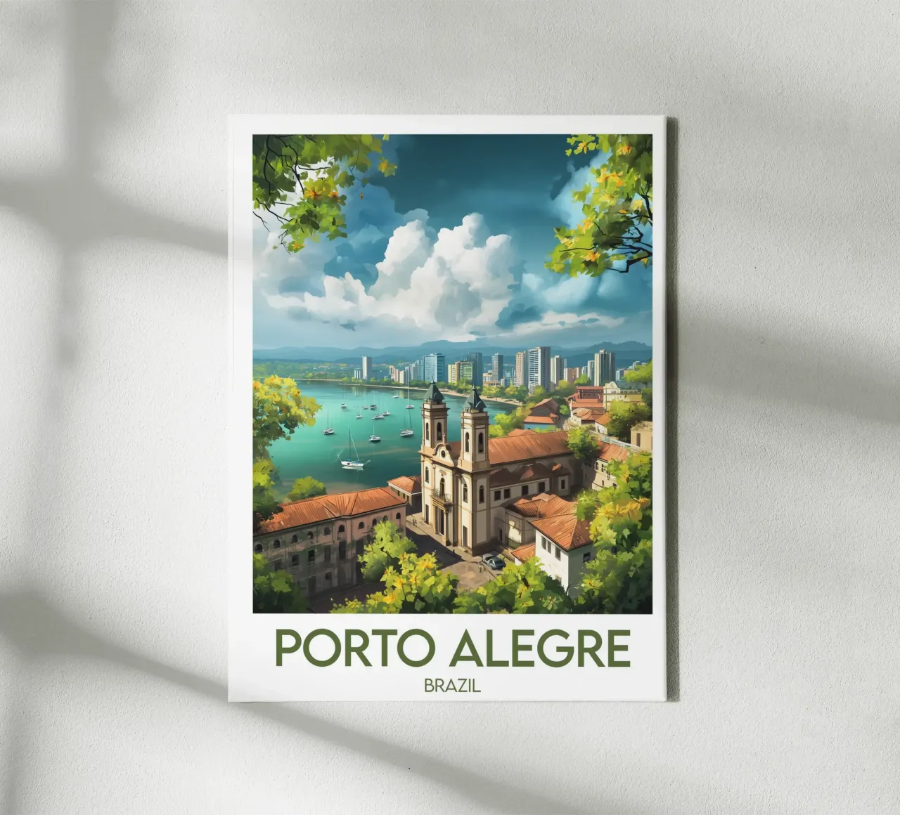 Affiche Porto Alegre tela con Cornice a cassetta da Frame the World