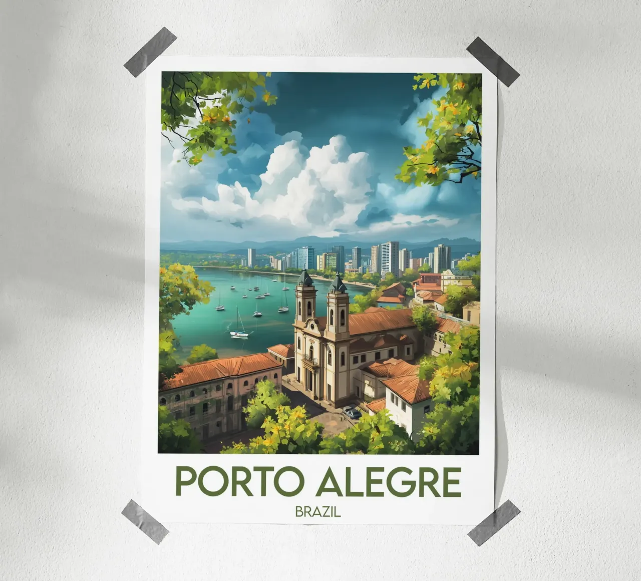 Affiche Porto Alegre poster con telaio in legno da Frame the World