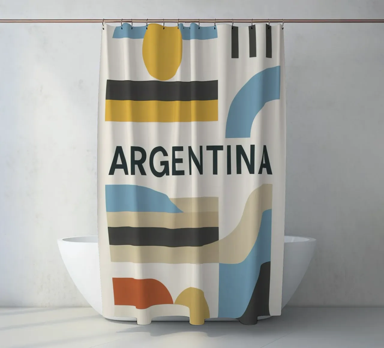 Argentina - Pure lines for a land of contrasts shower curtain by JETLAG | affiches voyage