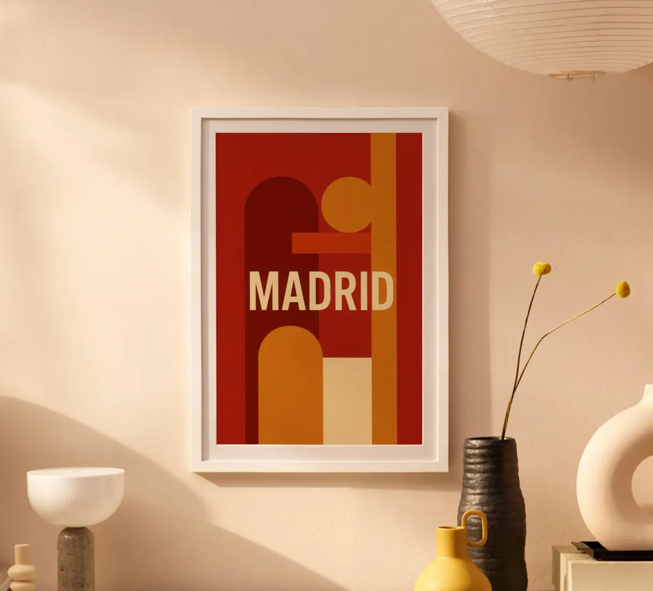 Madrid - Il sole della capitale spagnola poster con telaio in legno da JETLAG | affiches voyage