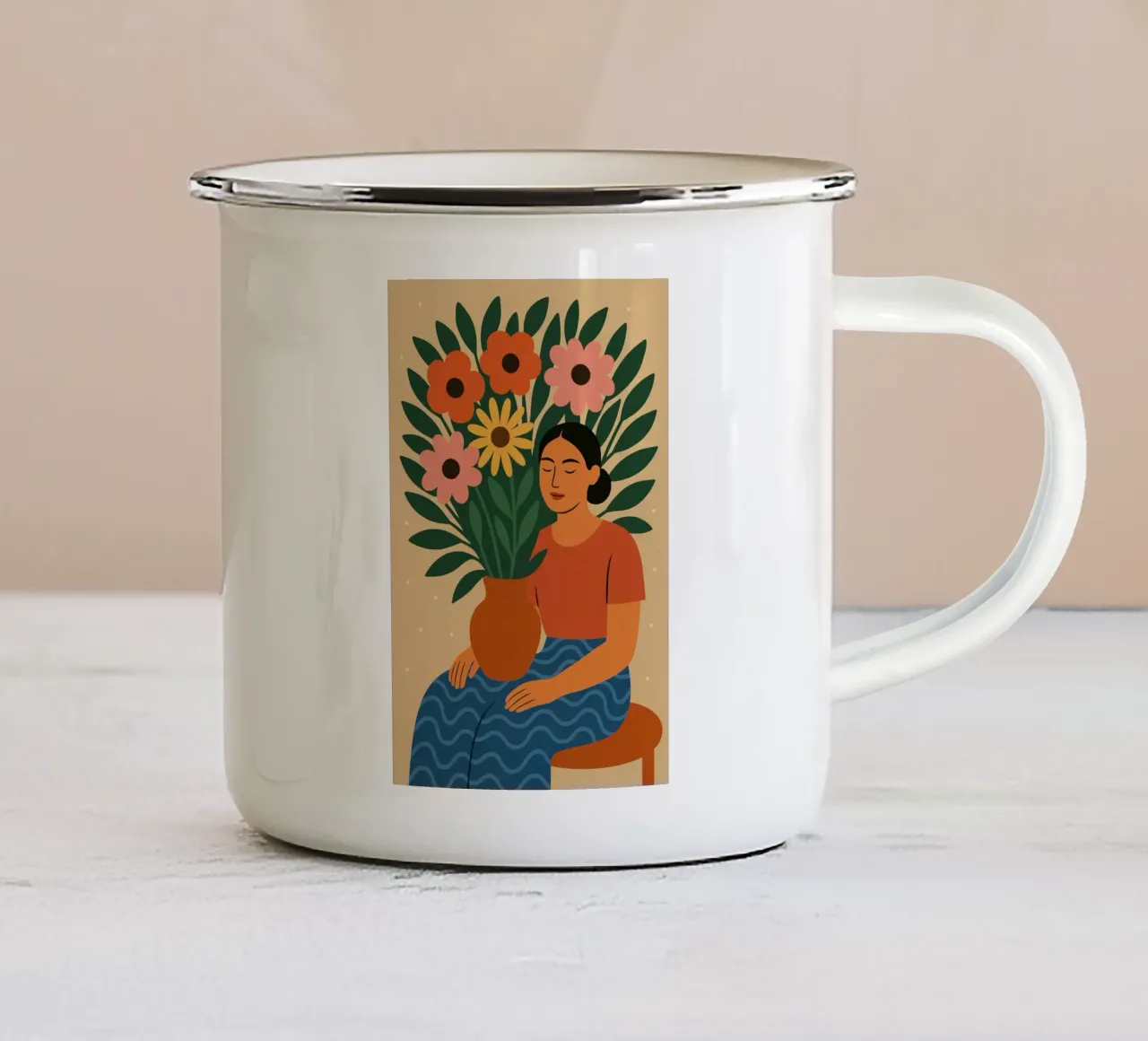 Sit with flowers tazza in smalto da Studio M