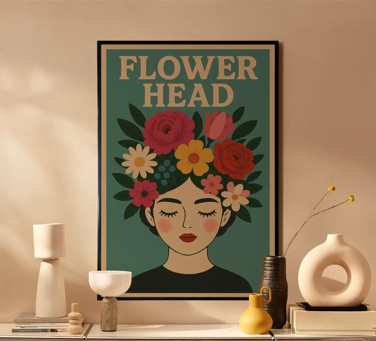 Flower Head poster con telaio in plastica da Studio M