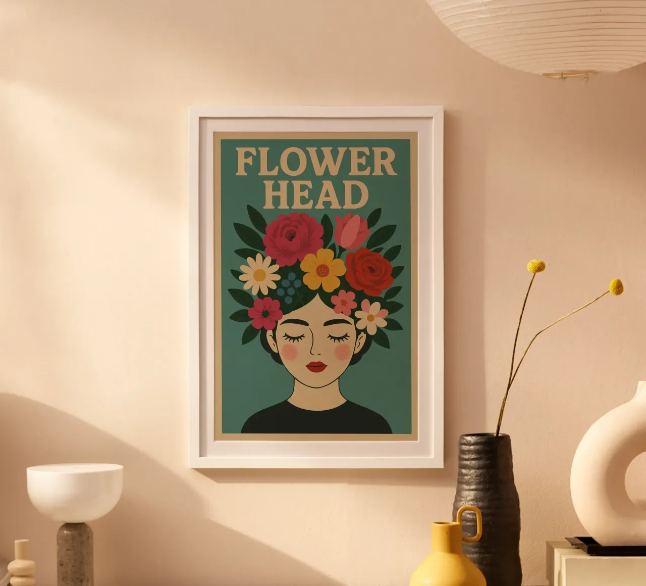 Flower Head poster con telaio in plastica da Studio M