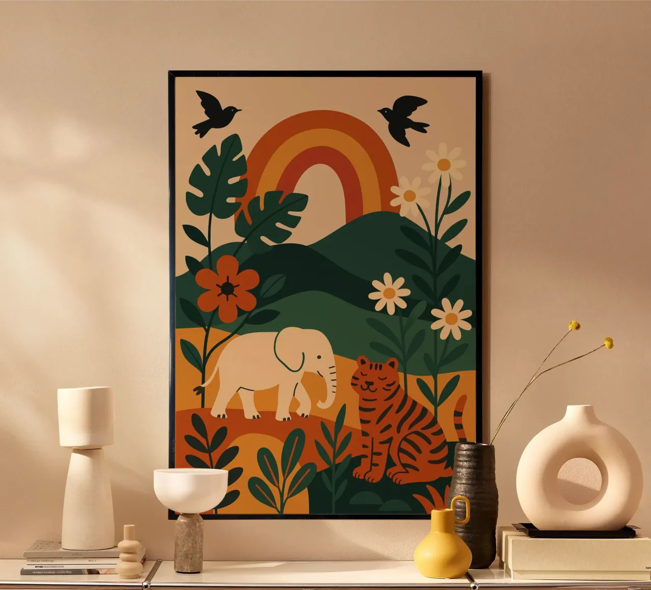 Jungle Friends poster con telaio in legno da Studio M