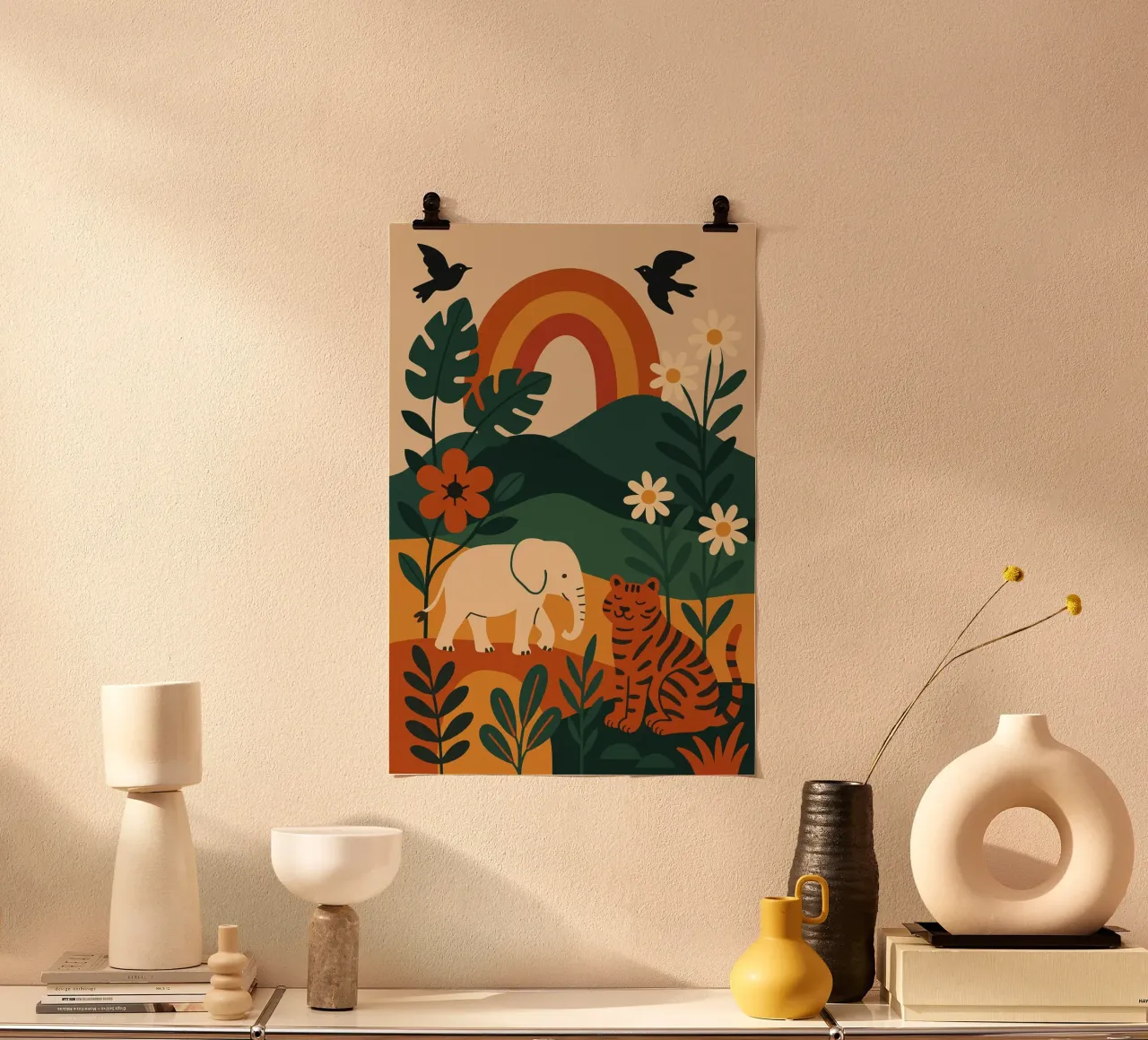 Jungle Friends poster con telaio in legno da Studio M