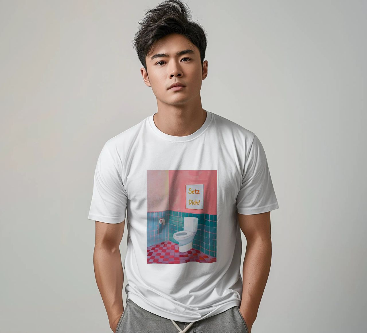 WC Badezimmer, Setz dich T-Shirt von Carinaprint