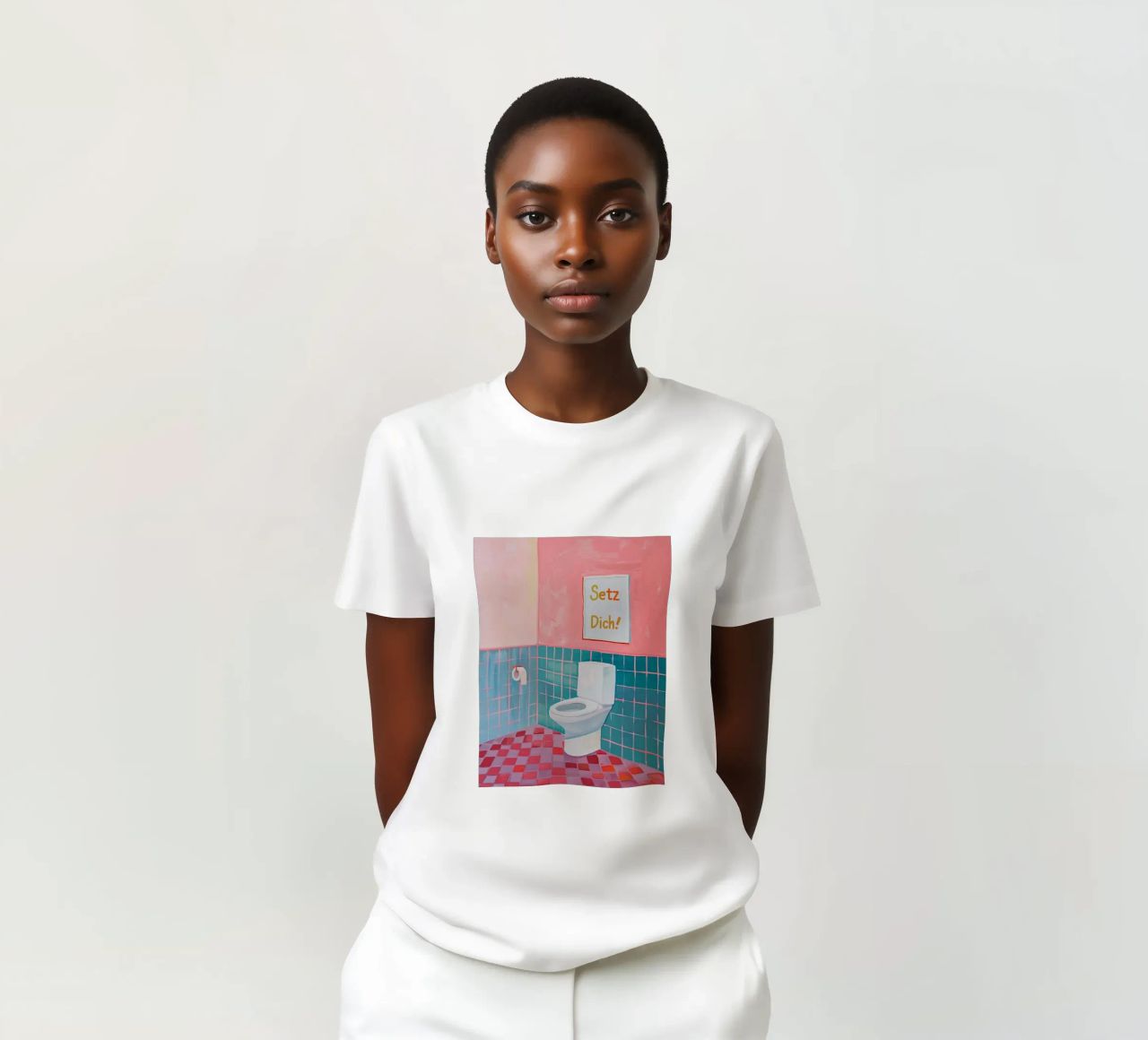 WC Badezimmer, Setz dich T-Shirt von Carinaprint