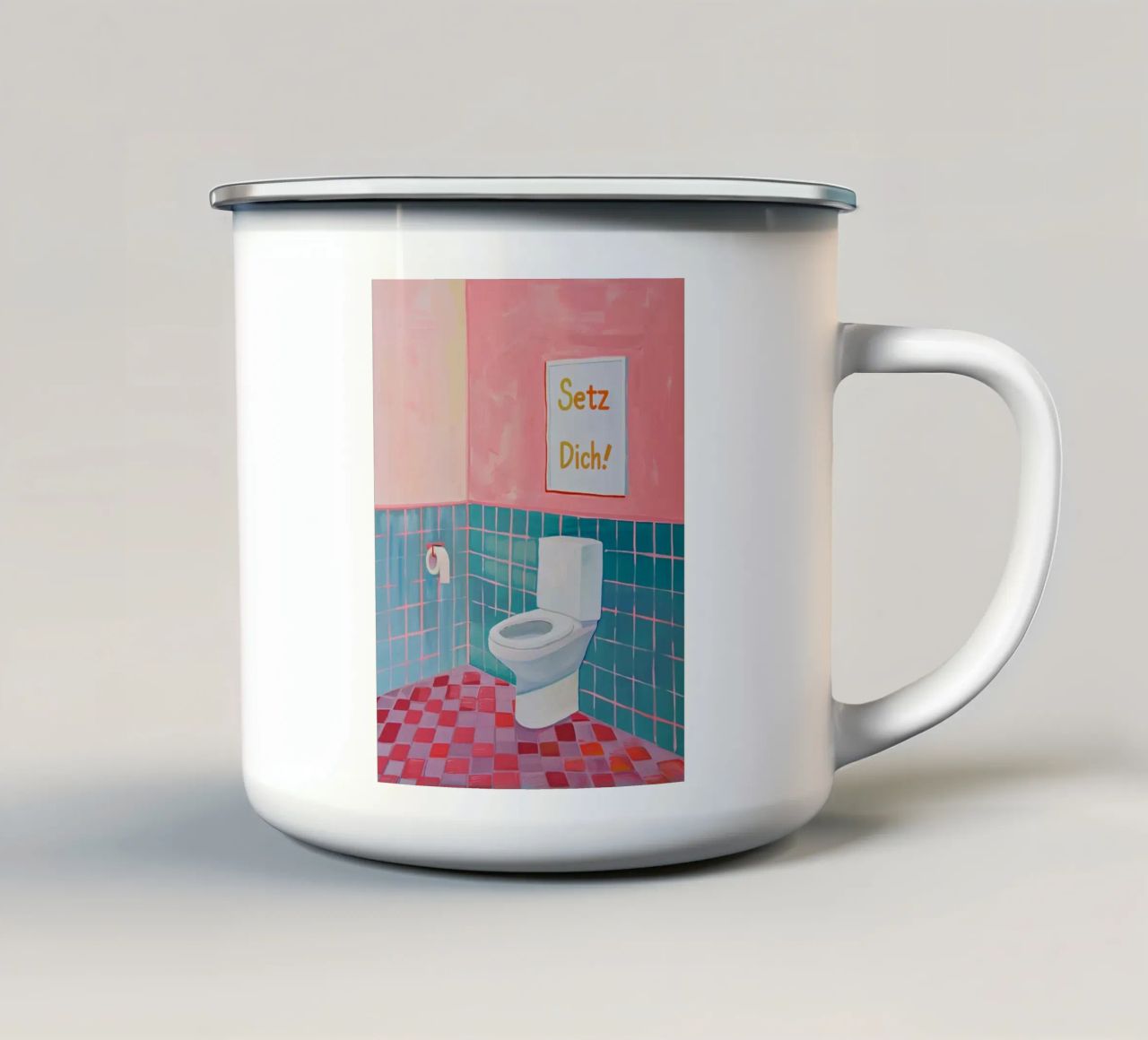 WC Badezimmer, Setz dich Emaille Tasse von Carinaprint